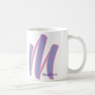 Moderne personalisierte Monogramm-Name in Rosa und Kaffeetasse