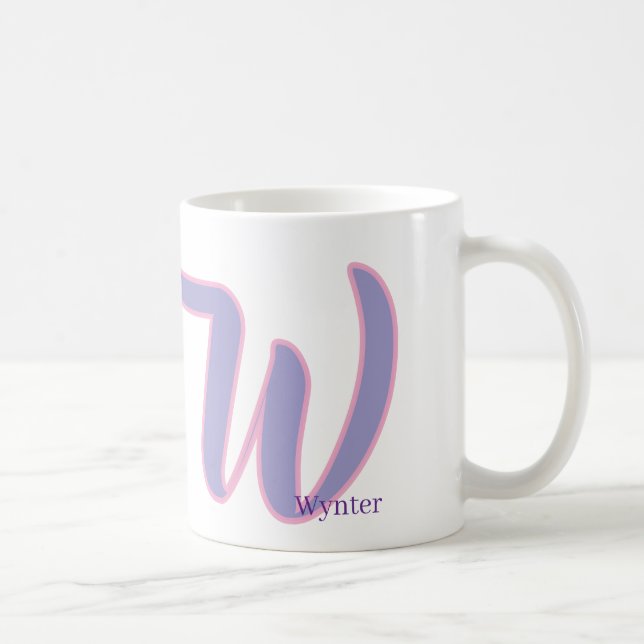 Moderne personalisierte Monogramm-Namensinitiale W Kaffeetasse (Rechts)