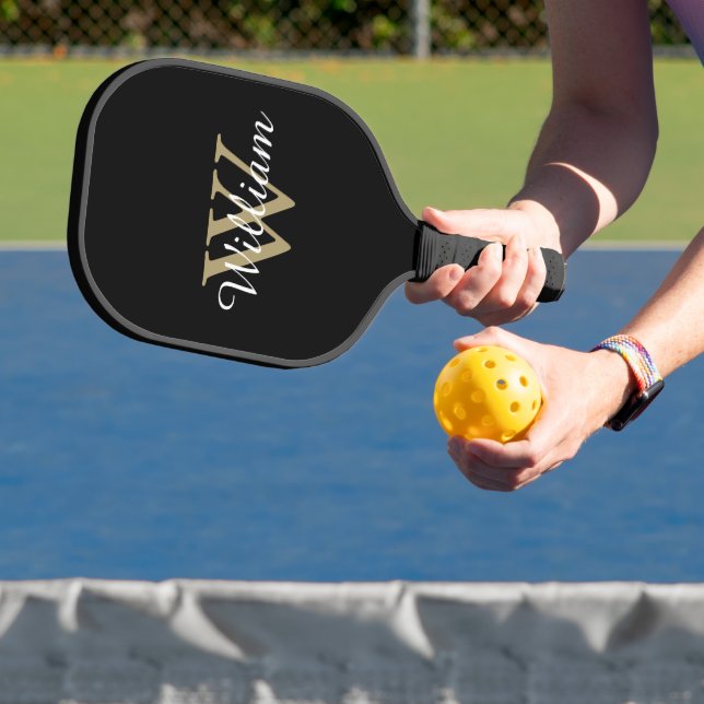 Moderne personalisierte Monogramm-Schrift Pickleball Schläger (InSitu)