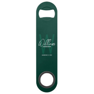 Moderne personalisierte Monogramm und Name des Tra Speed Flaschenöffner
