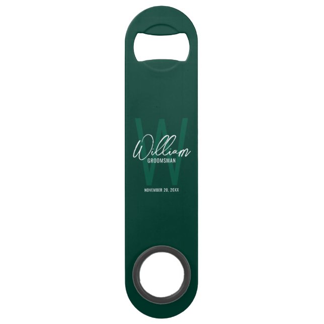 Moderne personalisierte Monogramm und Name des Tra Speed Flaschenöffner (Vorderseite)
