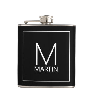 Moderne personalisierte Monogramm und Name Flachmann