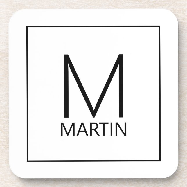 Moderne Personalisierte Monogramm und Name Getränk Getränkeuntersetzer (Vorderseite)