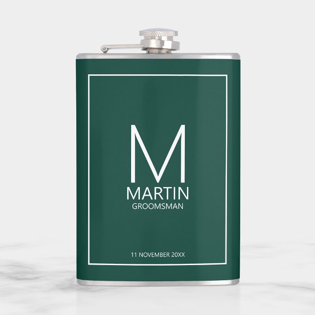 Moderne Personalisierte Monogramm- und Name-Trauze Flachmann (Von Creator hochgeladen)