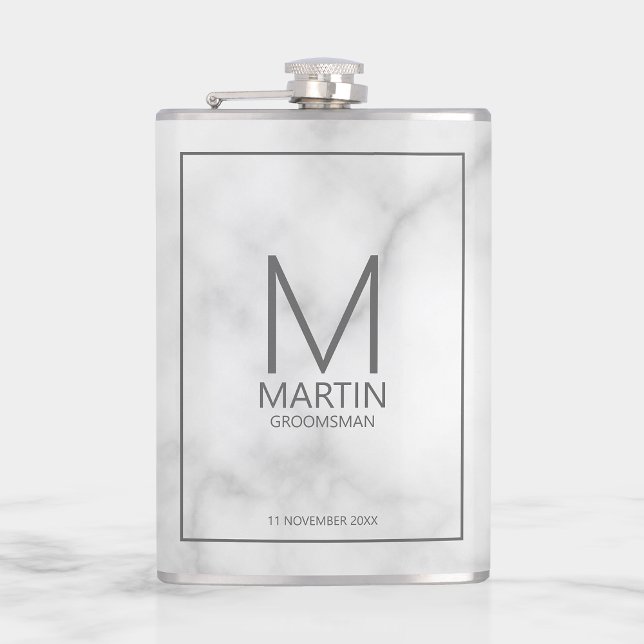 Moderne Personalisierte Monogramm- und Name-Trauze Flachmann (Von Creator hochgeladen)