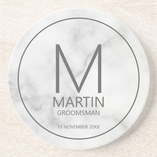 Moderne Personalisierte Monogramm- und Name-Trauze Getränkeuntersetzer (Vorne)