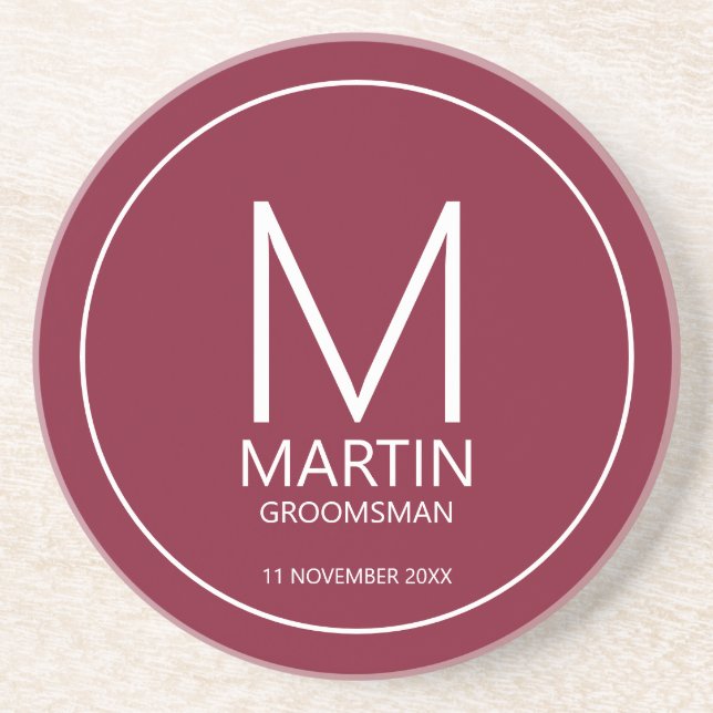 Moderne Personalisierte Monogramm- und Name-Trauze Getränkeuntersetzer (Vorne)