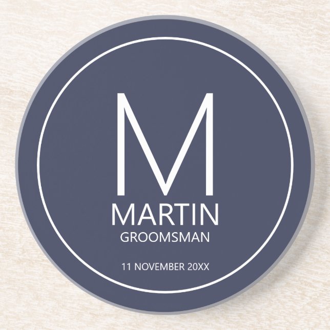 Moderne Personalisierte Monogramm- und Name-Trauze Getränkeuntersetzer (Vorne)