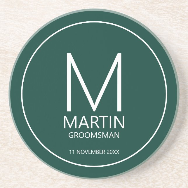 Moderne Personalisierte Monogramm- und Name-Trauze Getränkeuntersetzer (Vorne)