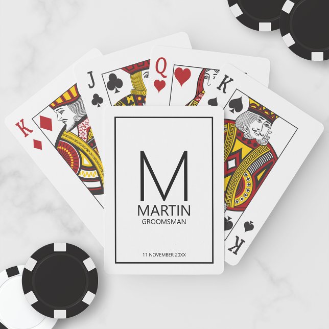 Moderne Personalisierte Monogramm- und Name-Trauze Spielkarten (Von Creator hochgeladen)