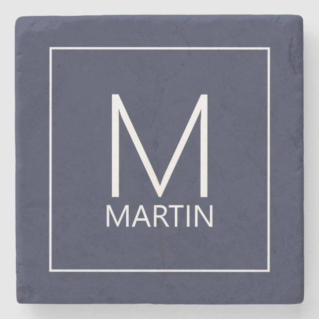 Moderne Personalisierte Monogramm- und Namensteine Steinuntersetzer (Vorderseite)