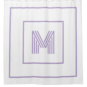 Moderne personalisierte Monogramm weiß lila Duschvorhang