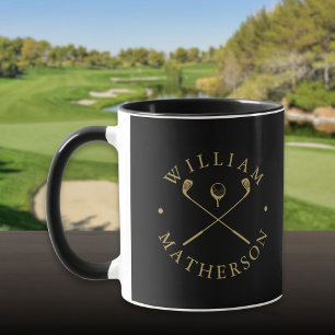Moderne personalisierte Name Golfschläger Schwarz  Tasse