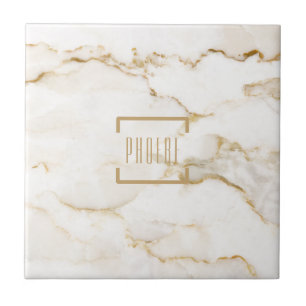 Moderne personalisierte Namen Gold-Effekt Marmor Fliese