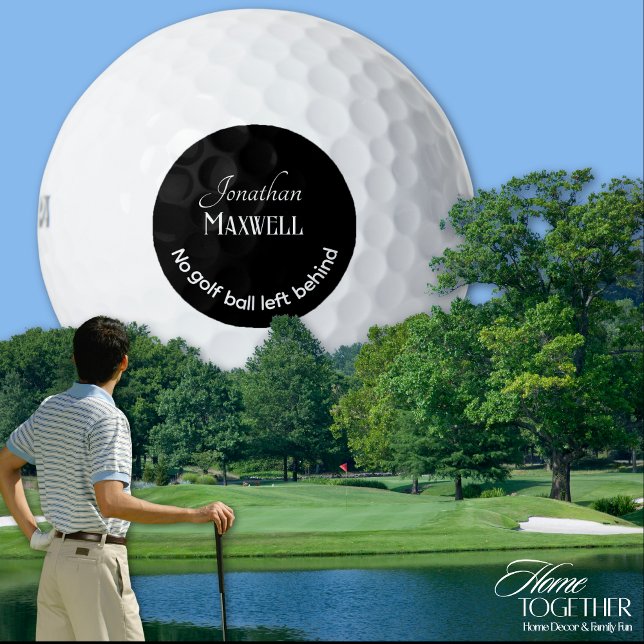 Moderne Personalisierte Namen Schwarz-weiß Funny S Golfball (Personalized Name Unique Typography Funny Golf Balls)