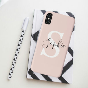 Moderne personalisierte Namensmonogramm Pastellros Case-Mate iPhone Hülle