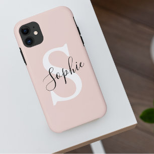 Moderne personalisierte Namensmonogramm Pastellros Case-Mate iPhone Hülle