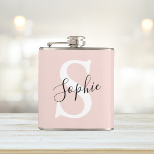 Moderne personalisierte Namensmonogramm Pastellros Flachmann