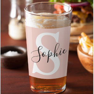 Moderne personalisierte Namensmonogramm Pastellros Glas