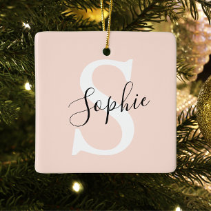 Moderne personalisierte Namensmonogramm Pastellros Keramikornament