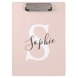 Moderne personalisierte Namensmonogramm Pastellros Klemmbrett