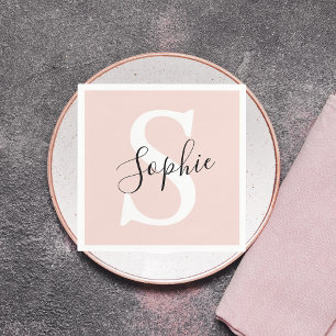 Moderne personalisierte Namensmonogramm Pastellros Serviette