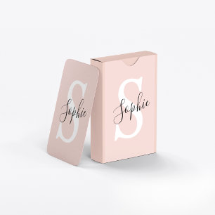Moderne personalisierte Namensmonogramm Pastellros Spielkarten