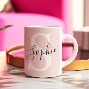 Moderne personalisierte Namensmonogramm Pastellros Zweifarbige Tasse