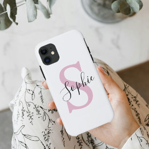 Moderne personalisierte Namensmonogramm Rosa Case-Mate iPhone Hülle
