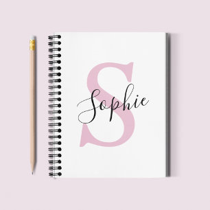 Moderne personalisierte Namensmonogramm Rosa Notizbuch