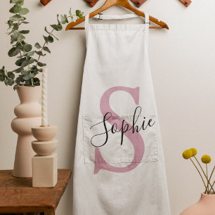 Moderne personalisierte Namensmonogramm Rosa Schürze