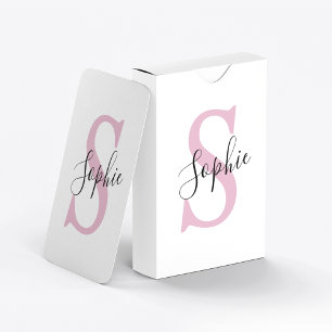 Moderne personalisierte Namensmonogramm Rosa Spielkarten