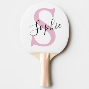 Moderne personalisierte Namensmonogramm Rosa Tischtennis Schläger
