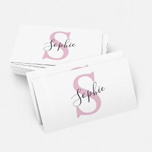 Moderne personalisierte Namensmonogramm Rosa Visitenkarte