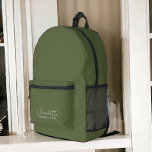 Moderne Personalisierte Namensschilder Bedruckter Rucksack<br><div class="desc">Moderner Personalisiert Name Grün Töne Rucksack aus Ricaso. Fügen Sie Ihre eigenen Vor- und Nachnamen hinzu</div>
