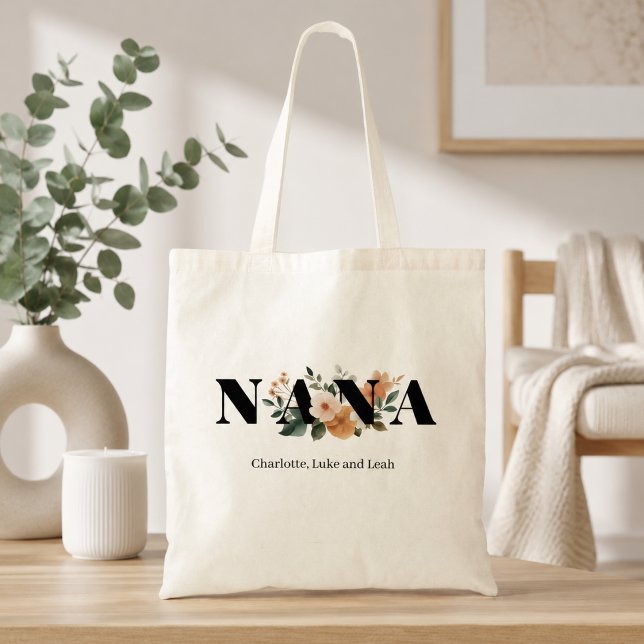 Moderne personalisierte Nana-Blumengeschenk Tragetasche (Von Creator hochgeladen)