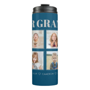 Moderne personalisierte Opa Wir lieben dich 8-Foto Thermosbecher