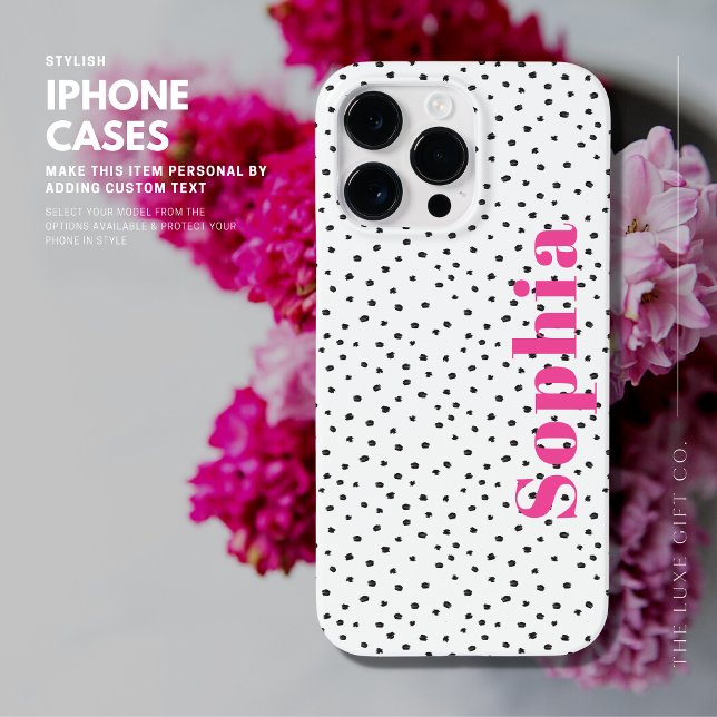 Moderne Personalisierte Polka Dots in Hot Pink Case-Mate iPhone Hülle (Von Creator hochgeladen)