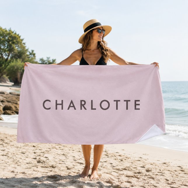 Moderne personalisierte rosafarbene Strandhandtuch (Von Creator hochgeladen)