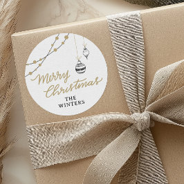 Moderne Personalisierte Schwarze und Goldene Weihn Runder Aufkleber