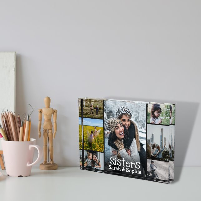 Moderne Personalisierte Schwestern 7 Foto Collage (Von Creator hochgeladen)