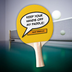 Moderne personalisierte Sprechblase Cool Comic-Boo Tischtennis Schläger