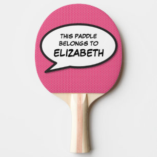 Moderne personalisierte Sprechblase Rosa Tischtennis Schläger