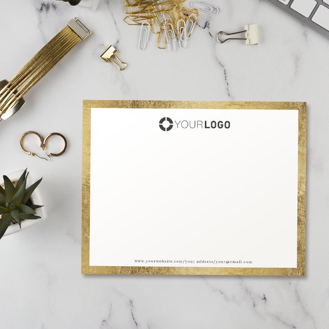 Moderne, personalisierte Stationierung mit einfach Dankeskarte (Modern simple gold border personalized Stationery logo Card)
