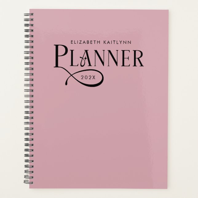 Moderne Personalisierte Staubige Rose Planer (Vorderseite)
