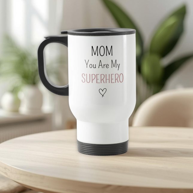 Moderne Personalisierte Superheldin-Mama-Fotocolla Reisebecher (Von Creator hochgeladen)