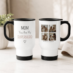 Moderne Personalisierte Superheldin-Mama-Fotocolla Reisebecher