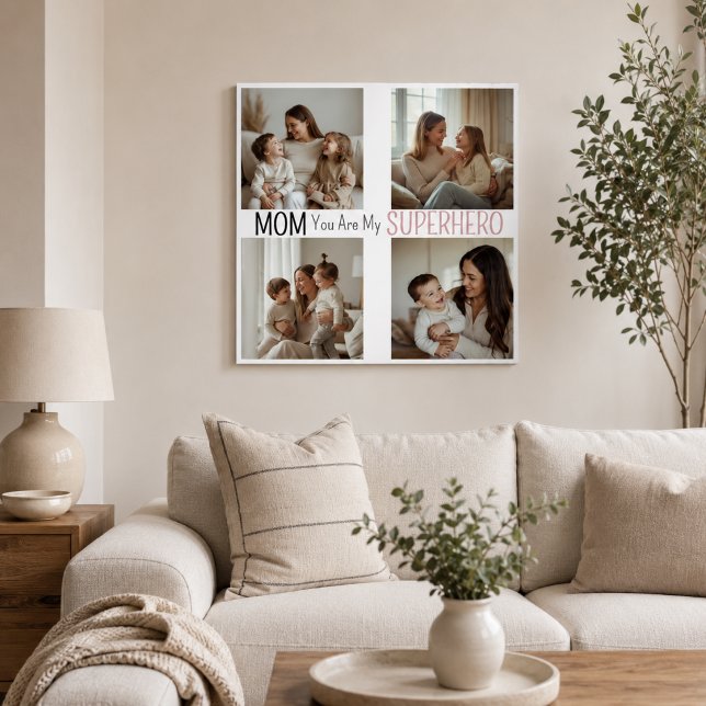 Moderne personalisierte Superheldin-Mutter-Foto-Co Poster (Von Creator hochgeladen)