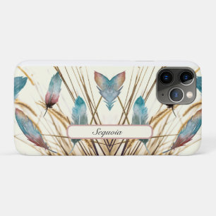 Moderne personalisierte Teal-Rosen-Feder-Natur-Kun Case-Mate iPhone Hülle