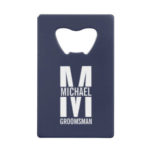 Moderne personalisierte Trauzeugen-Monogramm und N Geldbeutel Flaschenöffner